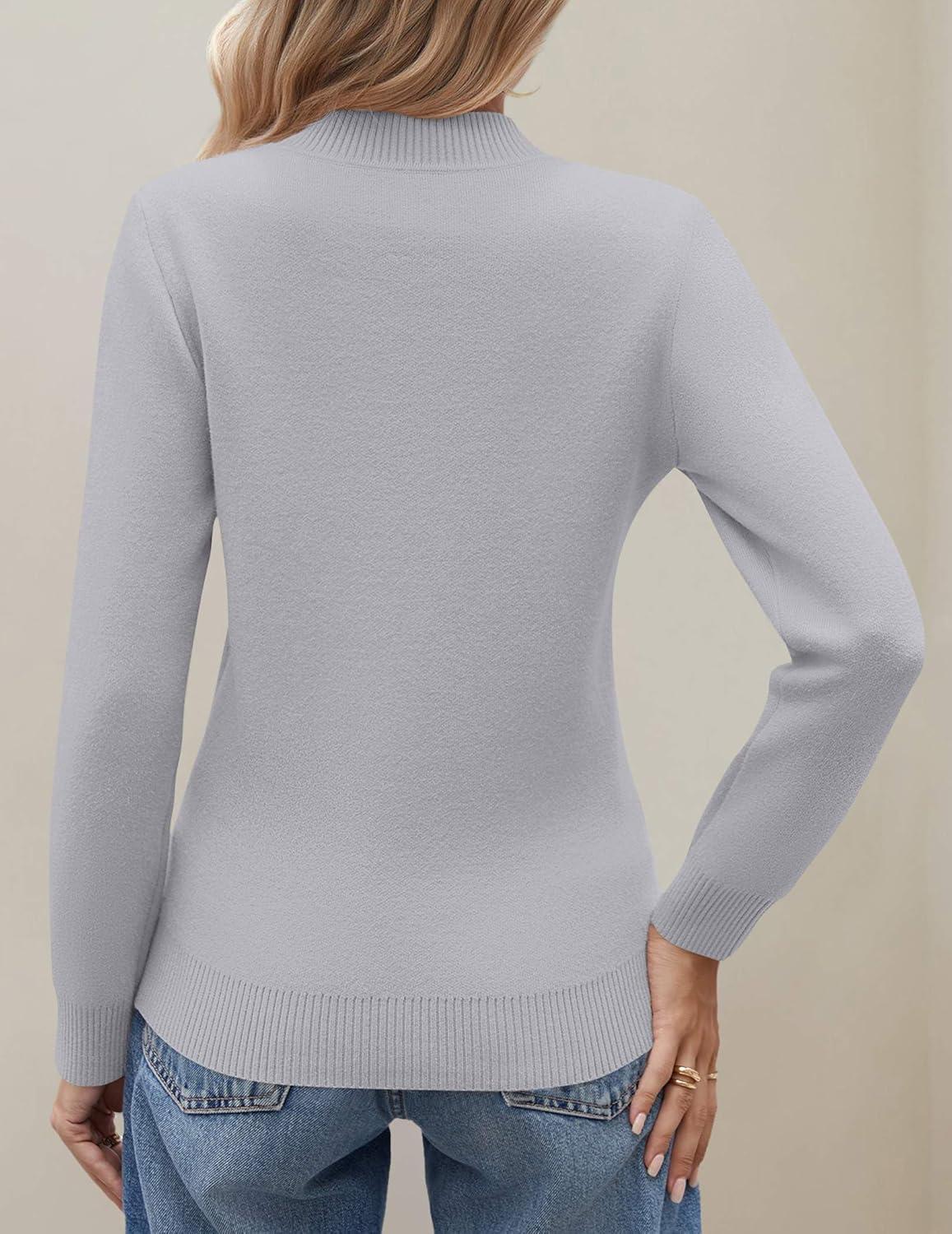 imageZeagoo Womens Fleece Sherpa Lined Sweater Mock Neck Long Sleeve Thermal Shirt 2025 Fall Winter Fuzzy Knit Jumper Tops SXXLLight Grey