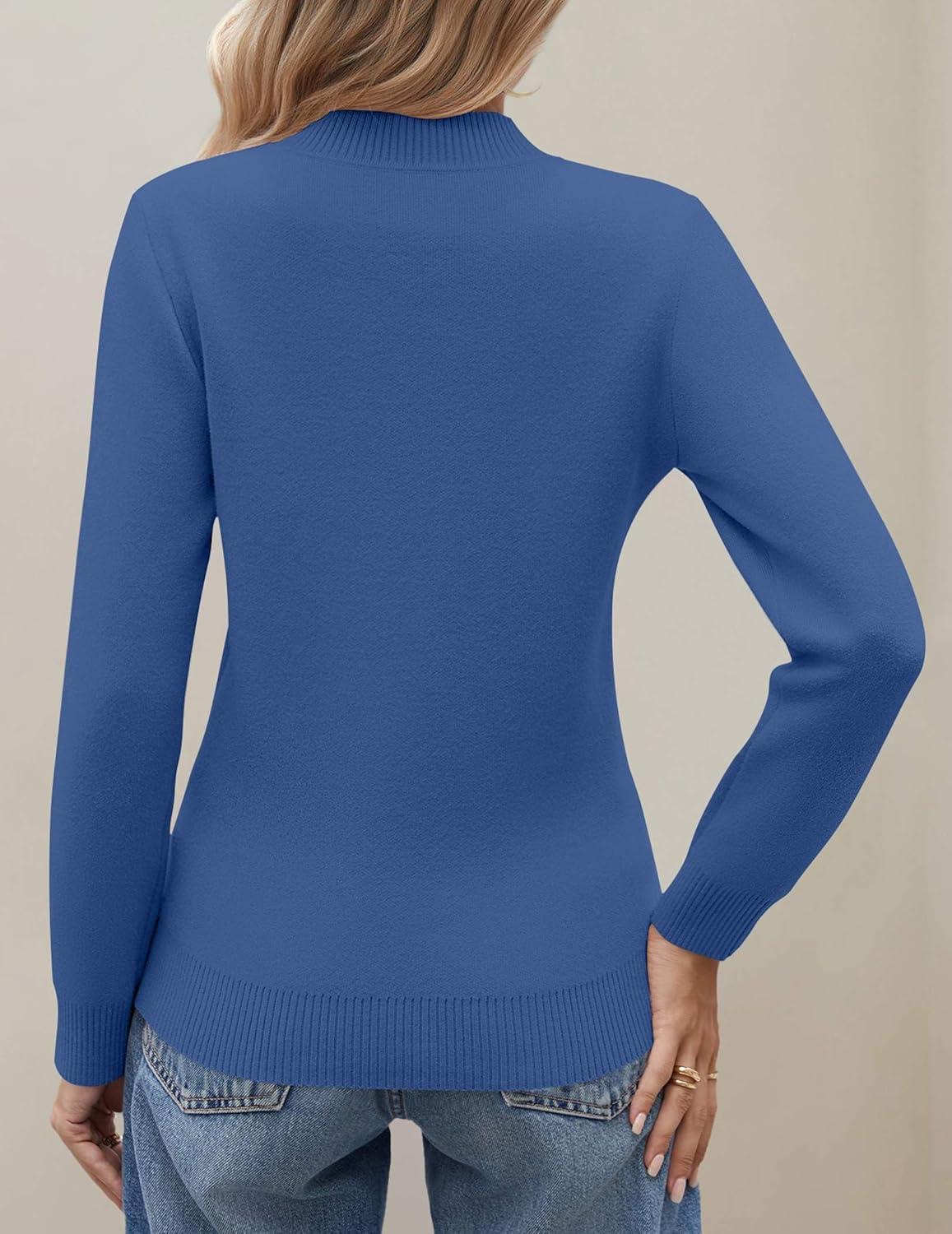imageZeagoo Womens Fleece Sherpa Lined Sweater Mock Neck Long Sleeve Thermal Shirt 2025 Fall Winter Fuzzy Knit Jumper Tops SXXLNavy