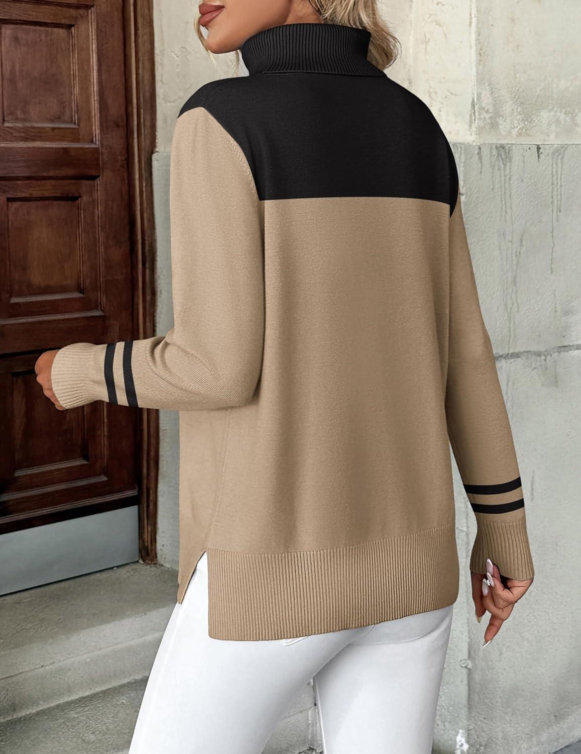 imageZeagoo Womens Turtleneck Sweater Long Sleeve Spilt Hem Casual Knit Pullover Chunky Fall Winter Jumper Top 2025Jh487