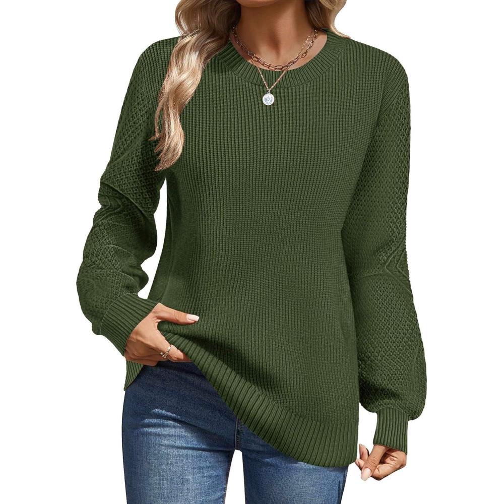 imageZeagoo Womens Fall Tops 2025 Fashion V Neck Long Sleeve Pullover Sweater SXXLDark Green