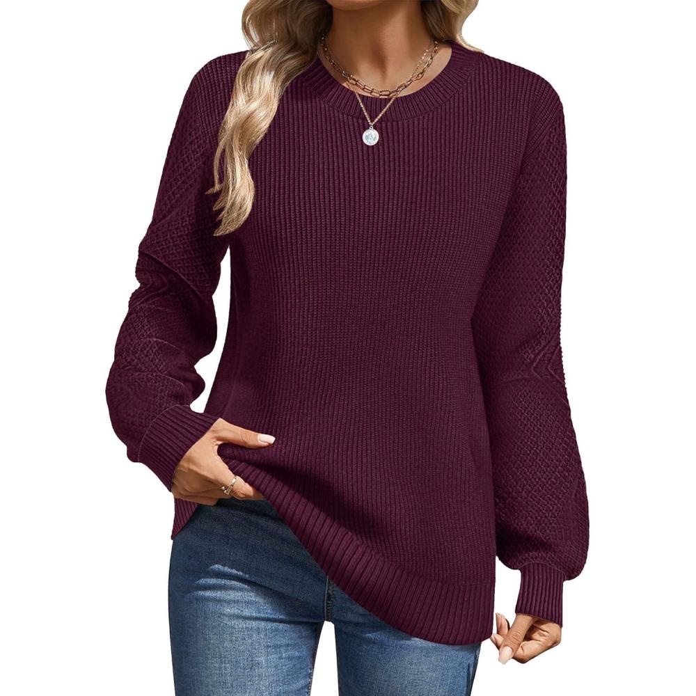 imageZeagoo Womens Fall Tops 2025 Fashion V Neck Long Sleeve Pullover Sweater SXXLDark Red
