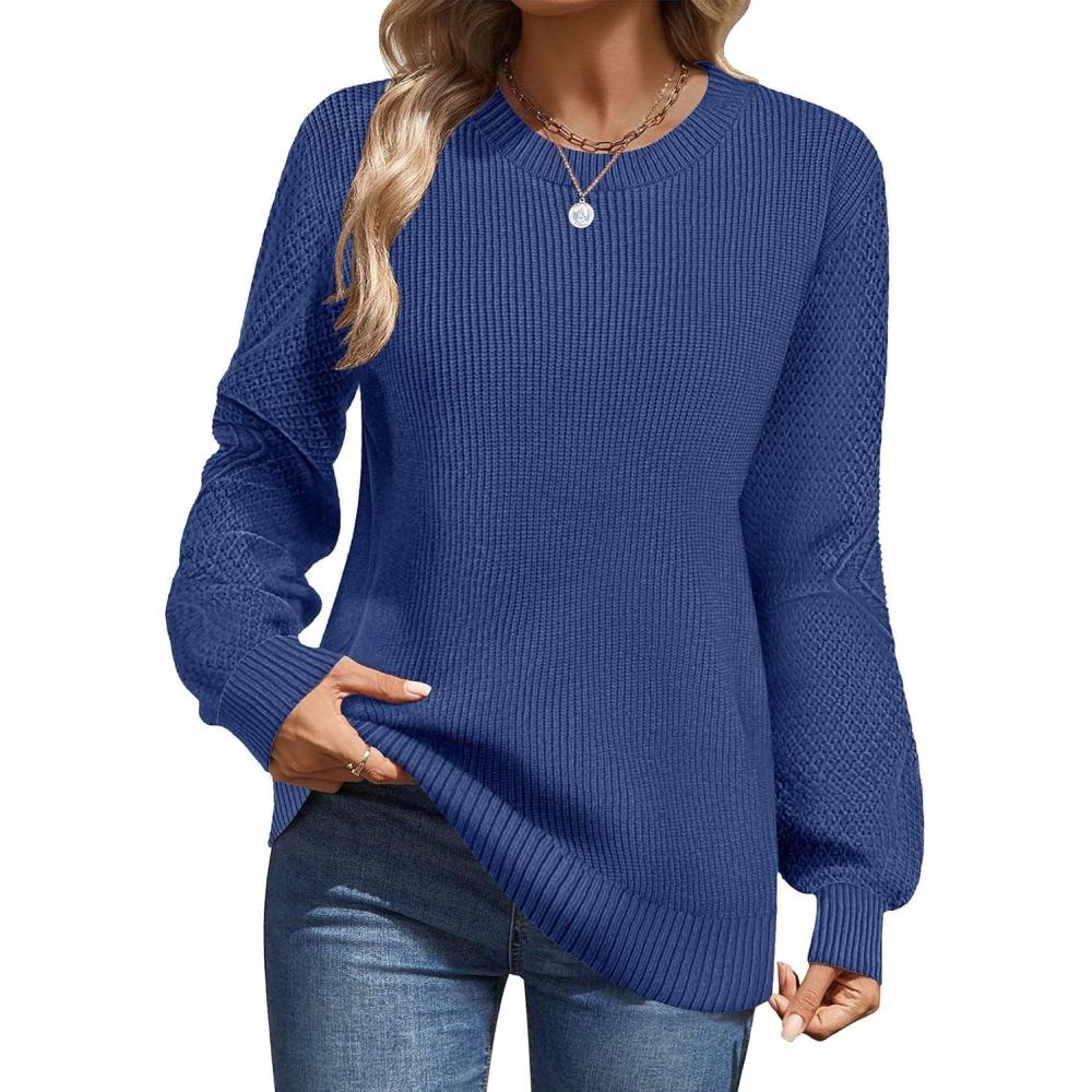 imageZeagoo Womens Fall Tops 2025 Fashion V Neck Long Sleeve Pullover Sweater SXXLNavy Blue