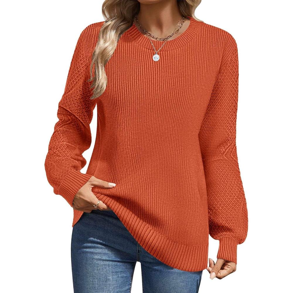 imageZeagoo Womens Fall Tops 2025 Fashion V Neck Long Sleeve Pullover Sweater SXXLOrange