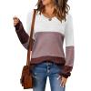 imageZeagoo Sweaters for Women Long Sleeve Tops Soft Knit Crew Neck Pullover Sweater Lightweight Crochet 2025 Fall OutfitsA Colorblock 284
