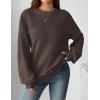 imageZeagoo Womens 2025 Fall Chunky Knit Sweater Oversized Crewneck Long Sleeve Winter Cotton Pullover Sweaters Jumper TopsBrown