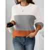 imageZeagoo Womens 2025 Fall Chunky Knit Sweater Oversized Crewneck Long Sleeve Winter Cotton Pullover Sweaters Jumper TopsColorblock 278