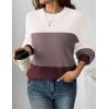 imageZeagoo Womens 2025 Fall Chunky Knit Sweater Oversized Crewneck Long Sleeve Winter Cotton Pullover Sweaters Jumper TopsColorblock 284