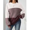 imageZeagoo Womens 2025 Fall Chunky Knit Sweater Oversized Crewneck Long Sleeve Winter Cotton Pullover Sweaters Jumper TopsColorblock 284
