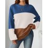 imageZeagoo Womens 2025 Fall Chunky Knit Sweater Oversized Crewneck Long Sleeve Winter Cotton Pullover Sweaters Jumper TopsColorblock 458