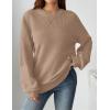 imageZeagoo Womens 2025 Fall Chunky Knit Sweater Oversized Crewneck Long Sleeve Winter Cotton Pullover Sweaters Jumper TopsKhaki