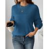 imageZeagoo Womens 2025 Fall Chunky Knit Sweater Oversized Crewneck Long Sleeve Winter Cotton Pullover Sweaters Jumper TopsLake Blue