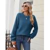 imageZeagoo Womens 2025 Fall Chunky Knit Sweater Oversized Crewneck Long Sleeve Winter Cotton Pullover Sweaters Jumper TopsLake Blue