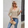 imageZeagoo Womens 2025 Fall Sweaters Long Sleeve V Neck Knit Pullovers Business Casual Sweater TopsApricot