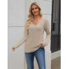 imageZeagoo Womens 2025 Fall Sweaters Long Sleeve V Neck Knit Pullovers Business Casual Sweater TopsApricot