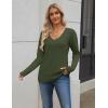 imageZeagoo Womens 2025 Fall Sweaters Long Sleeve V Neck Knit Pullovers Business Casual Sweater TopsArmy Green