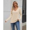 imageZeagoo Womens 2025 Fall Sweaters Long Sleeve V Neck Knit Pullovers Business Casual Sweater TopsBeige