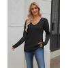 imageZeagoo Womens 2025 Fall Sweaters Long Sleeve V Neck Knit Pullovers Business Casual Sweater TopsBlack