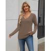 imageZeagoo Womens 2025 Fall Sweaters Long Sleeve V Neck Knit Pullovers Business Casual Sweater TopsBrown