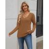imageZeagoo Womens 2025 Fall Sweaters Long Sleeve V Neck Knit Pullovers Business Casual Sweater TopsCoffee