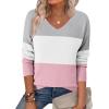 imageZeagoo Womens 2025 Fall Sweaters Long Sleeve V Neck Knit Pullovers Business Casual Sweater TopsGreypink