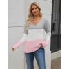 imageZeagoo Womens 2025 Fall Sweaters Long Sleeve V Neck Knit Pullovers Business Casual Sweater TopsGreypink