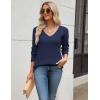 imageZeagoo Womens 2025 Fall Sweaters Long Sleeve V Neck Knit Pullovers Business Casual Sweater TopsNavy