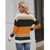 imageZeagoo Womens 2025 Fall Sweaters Long Sleeve V Neck Knit Pullovers Business Casual Sweater TopsOrange Stripe