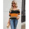 imageZeagoo Womens 2025 Fall Sweaters Long Sleeve V Neck Knit Pullovers Business Casual Sweater TopsOrange Stripe