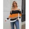 imageZeagoo Womens 2025 Fall Sweaters Long Sleeve V Neck Knit Pullovers Business Casual Sweater TopsOrange Stripe