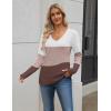 imageZeagoo Womens 2025 Fall Sweaters Long Sleeve V Neck Knit Pullovers Business Casual Sweater TopsWhitepurple