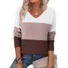 imageZeagoo Womens 2025 Fall Sweaters Long Sleeve V Neck Knit Pullovers Business Casual Sweater TopsWhitepurple