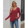 imageZeagoo Womens 2025 Fall Sweaters Long Sleeve V Neck Knit Pullovers Business Casual Sweater TopsWine Red