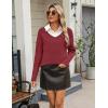 imageZeagoo Womens 2025 Fall Sweaters Long Sleeve V Neck Knit Pullovers Business Casual Sweater TopsWine Red