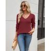 imageZeagoo Womens 2025 Fall Sweaters Long Sleeve V Neck Knit Pullovers Business Casual Sweater TopsWine Red