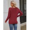 imageZeagoo Womens 2025 Fall Sweaters Long Sleeve V Neck Knit Pullovers Business Casual Sweater TopsWine Red