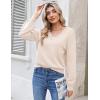 imageZeagoo Womens 2025 Fall VNeck Cropped Sweater Trendy Long Latern Sleeve Ribbed Knit Pullover Crop TopsApricot