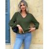 imageZeagoo Womens 2025 Fall VNeck Cropped Sweater Trendy Long Latern Sleeve Ribbed Knit Pullover Crop TopsArmy Green