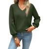 imageZeagoo Womens 2025 Fall VNeck Cropped Sweater Trendy Long Latern Sleeve Ribbed Knit Pullover Crop TopsArmy Green