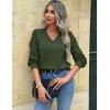 imageZeagoo Womens 2025 Fall VNeck Cropped Sweater Trendy Long Latern Sleeve Ribbed Knit Pullover Crop TopsArmy Green