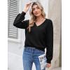 imageZeagoo Womens 2025 Fall VNeck Cropped Sweater Trendy Long Latern Sleeve Ribbed Knit Pullover Crop TopsBlack