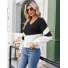 imageZeagoo Womens 2025 Fall VNeck Cropped Sweater Trendy Long Latern Sleeve Ribbed Knit Pullover Crop TopsBlack White