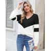 imageZeagoo Womens 2025 Fall VNeck Cropped Sweater Trendy Long Latern Sleeve Ribbed Knit Pullover Crop TopsBlack White