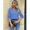 imageZeagoo Womens 2025 Fall VNeck Cropped Sweater Trendy Long Latern Sleeve Ribbed Knit Pullover Crop TopsBlue
