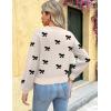 imageZeagoo Womens 2025 Fall VNeck Cropped Sweater Trendy Long Latern Sleeve Ribbed Knit Pullover Crop TopsBowknot Beige