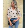 imageZeagoo Womens 2025 Fall VNeck Cropped Sweater Trendy Long Latern Sleeve Ribbed Knit Pullover Crop TopsBowknot Beige