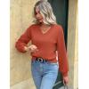 imageZeagoo Womens 2025 Fall VNeck Cropped Sweater Trendy Long Latern Sleeve Ribbed Knit Pullover Crop TopsBrick Red
