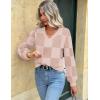 imageZeagoo Womens 2025 Fall VNeck Cropped Sweater Trendy Long Latern Sleeve Ribbed Knit Pullover Crop TopsKhakiplaid