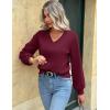 imageZeagoo Womens 2025 Fall VNeck Cropped Sweater Trendy Long Latern Sleeve Ribbed Knit Pullover Crop TopsWine Red