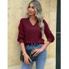 imageZeagoo Womens 2025 Fall VNeck Cropped Sweater Trendy Long Latern Sleeve Ribbed Knit Pullover Crop TopsWine Red