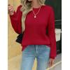 imageZeagoo Womens Fall Tops 2025 Fashion V Neck Long Sleeve Pullover Sweater SXXLRed